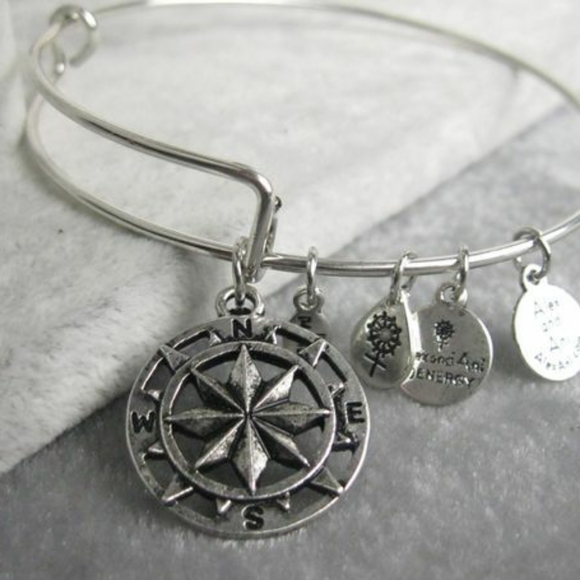 Alex and Ani silver compass charm bangle - Picture 1 of 5